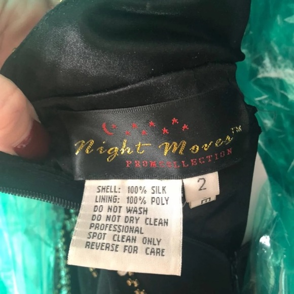 Black Beaded Night Moves Prom Evening Gown Sz 2 - Picture 7 of 8